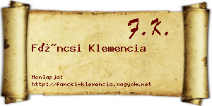 Fáncsi Klemencia névjegykártya